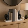 Decorative Thumbs Up and Peace Sign Bookends - Artistic Book Ends for Bookshelf, Office Desk Decor, or Home Library - Set of 2, 8", Black & White - 3 of 4