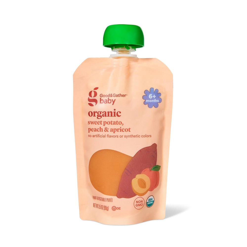 Peach Sweet Potato Apricot Baby Food Pouch - Assorted Oranges - 3.5oz - Good & Gather™: 6 Months+, Kosher, Ready To Eat