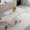 Gulches Modern Stretchable Rectangle Dining Table Printed White Marble MDF Top X Shape Legs Metal Base 220 LBS Load Bearing - 4 of 4
