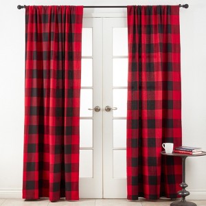 Saro Lifestyle Buffalo Plaid Design Cotton Curtain Single Panel - 1 of 3