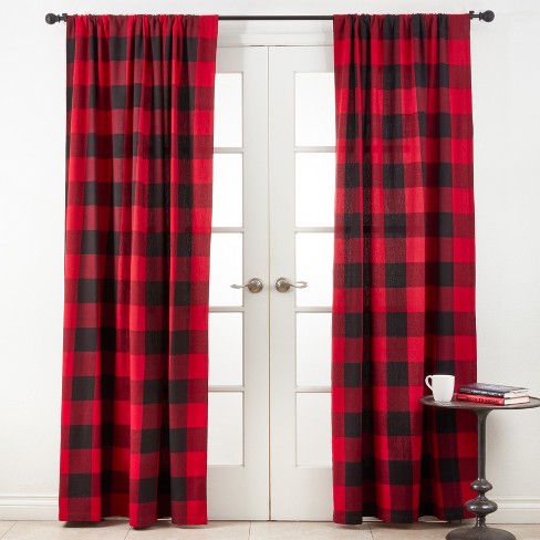 Saro Lifestyle Buffalo Plaid Design Cotton Curtain Single Panel - image 1 of 3