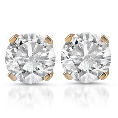Pompeii3 1ct TW Round Brilliant Cut Natural Diamond Studs 14K Yellow Gold