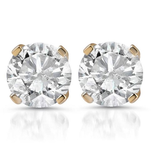 Pompeii3 1/2ct Screw Back Round Diamond Studs 14K White Gold (IJ/I2-3)