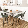 LeisureMod Elland Bar Stool in Leather Upholstery - Modern Counter Height Stool with Iron Legs and Footrest for Kitchen, Bar, and Pub, Set of 2 - 2 of 4