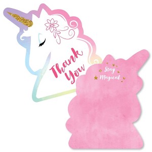 Big Dot of Happiness Rainbow Unicorn - Shaped Thank You Cards - Magical Baby Shower or Birthday Party Thank You Note Cards with Envelopes - Set of 12 - 1 of 4
