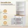 MAYEERTY White Farmhouse Storage Cabinet 4 Solid Wood Gourd Legs 5 Tier Adjustable Shelves Drawer - 3 of 4