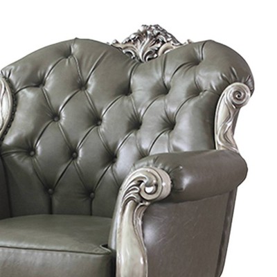 Dresden 45" Vintage Bone White PU Tufted Chair