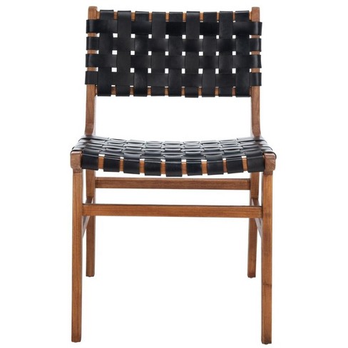 Taika Woven Leather Dining Chair (set Of 2) - Black/natural - Safavieh :  Target