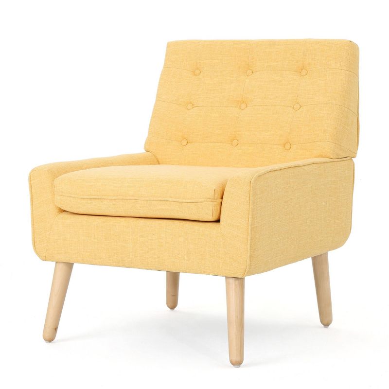 Eilidh Mid Century Tufted Accent Chair Muted Yellow - Christopher Knight Home, 1 of 8