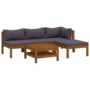 vidaXL Solid Acacia Wood Outdoor Lounge Set - 5-Piece Patio Sectional with Cushions, Weather Resistant, Modular Sofa, Garden Furniture - 1 of 4