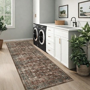 Vintage Floral Rug Non Slip Low Pile Area Rug Soft Throw Rugs for Living Room Bedroom - 1 of 4