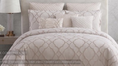 Tinley Ivory King Comforter Set with Geometric Print