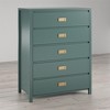 Whisen Kids Dresser with 5 Drawers, Painted MDF, Gold Campaign Handles, Sturdy, Stylish Storage Gift for Kids’ Rooms - Dark Green - 3 of 4