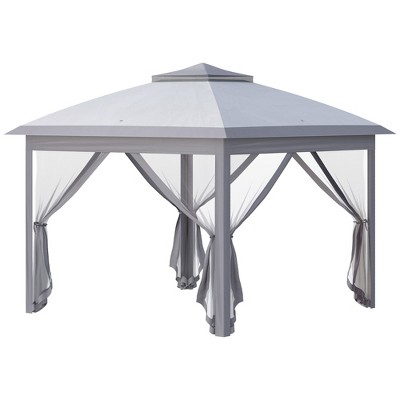 TiramisuBest 11'x11' Outdoor Pop-Up Gazebo,Removable Zipper Netting & 2-Tier Soft Top for Patio/Backyard/Garden/Camping (Coffee)
