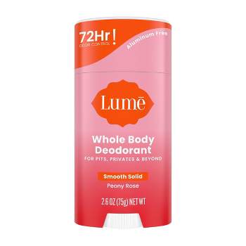 Lume Whole Body Women’s Deodorant - Smooth Solid Stick - Aluminum Free  - Peony Rose Scent - 2.6oz