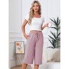 INSPIRE CHIC Women's High Waisted Pajama Shorts Viscose Comfy Soft Knee Length Long Shorts with Pockets - 3 of 4