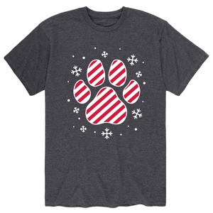 Men's - Instant Message - Candy Cane Striped Paw Print Short Sleeve Graphic T-Shirt - 1 of 4