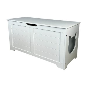Evita Top open Cat Litter Box Enclosure Furniture, Cat Washroom-39.37*15.55*19.49 Inch, White - 1 of 4