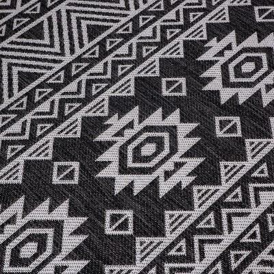 Black Geometric Flat Woven 8' x 10' Indoor/Outdoor Rug