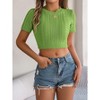 Crop Tops for Women Crew Neck Short Sleeve Ribbed Knit Tight T Shirts Slim Fit Basics Tees Going Out Crop Tops Shirts - 2 of 4