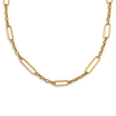 Black Bow Jewelry 8mm 14K Yellow Gold Hollow Polished Fancy Link Chain Necklace, 30 Inch