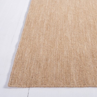 Beige Handmade Wool and Cotton Flat Woven Runner Rug