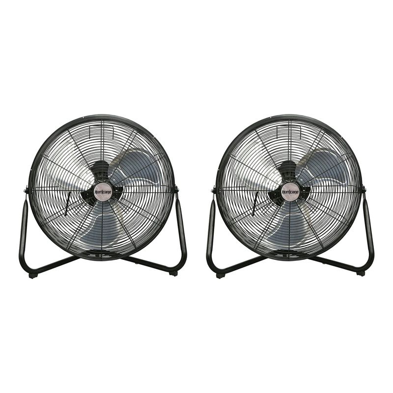 Hurricane Pro Series 20 Inch High Velocity Metal Orbital Wall Floor Fan with 3 Adjustable Speed Settings and 360 Degree Oscillation, Black (2 Pack), 1 of 7