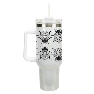 Elanze Designs Floral Beetle Bug Insect 40 oz. Stainless Steel, Large Water Bottle Coffee Mug, Spill & Leak Resistant, Thermal Travel Tumbler with - 1 of 1