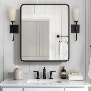 Lirago Bathroom Vanities Medicine Cabinet Mirror 30*24 Black - 1 of 4