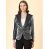 INSPIRE CHIC Women's Office Solid Shawl Collar Jetted Pockets One Button Velvet Blazer - 4 of 4