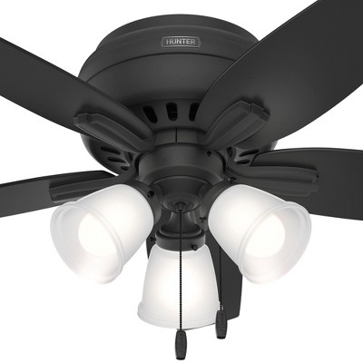42" Matte Black Low Profile Ceiling Fan with LED Light