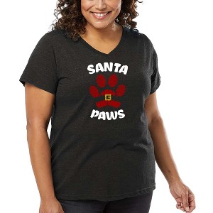 LA Pop Art Santa Paws - Women's Word Art V-Neck - 1 of 4