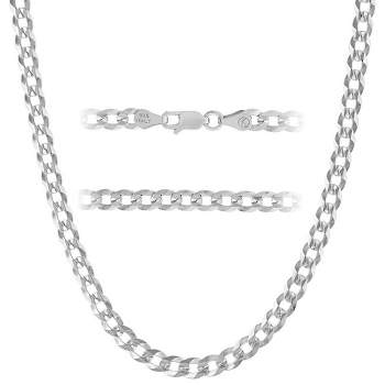 KISPER Italian 925 Sterling Silver Diamond Cut 5mm Curb Cuban Link Chain Necklace - for Men & Women with Lobster Clasp - Made in Italy, 18"