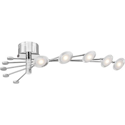 Possini Euro Design Modern Ceiling Light Flush Mount Fixture LED Chrome 36 1/4" Wide 5-Light Adjustable Arms Bedroom Kitchen