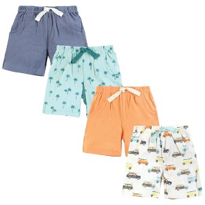 Hudson Baby Infant Boys Shorts Bottoms 4-Pack, Surf Cars - 1 of 4