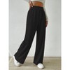 Womens Wide Leg Stretchy Straight Pants Ribbed Textured Slacks Trousers Pull On Lounge Pants Waist Drawstring Yoga Pants - 4 of 4