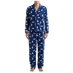SLEEPHERO Traditional Fleece Long Sleeve Button Down Shirt with Fleece Pajama Pants with Pockets - 1 of 4