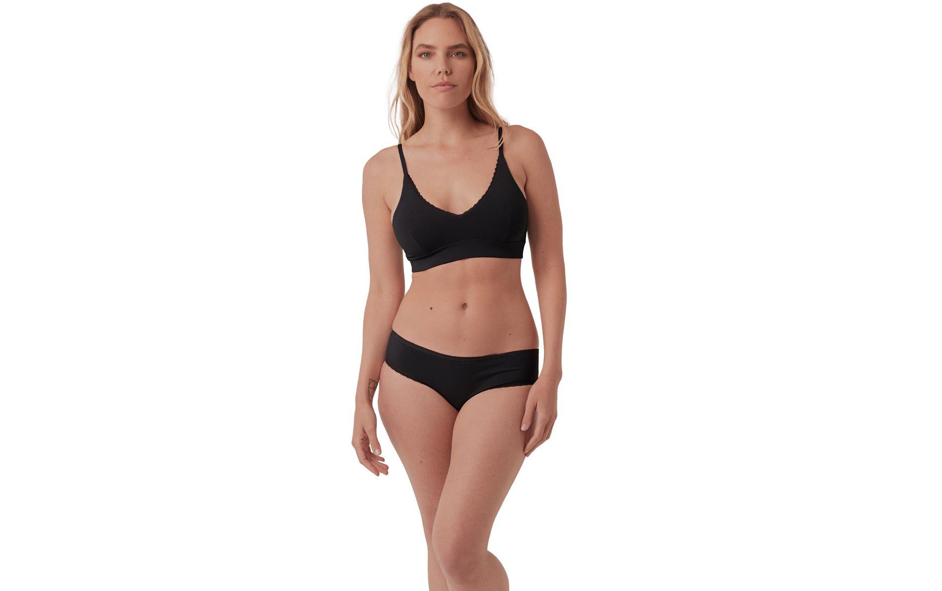 Pact Women's Organic Cotton Pretty Plunge Bra Black Large