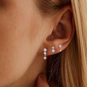 TURANDOSS 3Pairs Gold Silver Stud Earrings for Women - Hypoallergenic Cubic Zircon Cartilage Dangle Earring for Multiple Piercing, Christmas Gifts - 1 of 4