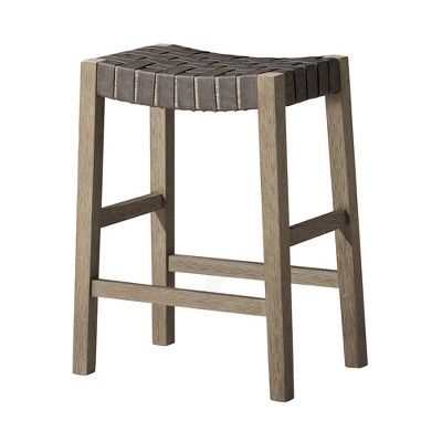 Maven Lane Emerson Kitchen Stool with Marksman Saddle Vegan Leather
