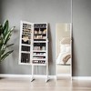 Jewelry Cabinet Armoire, Freestanding Lockable Storage Organizer with 2 Plastic Cosmetic Storage, Full-Length Frameless Mirror for Necklace Earring - 3 of 4