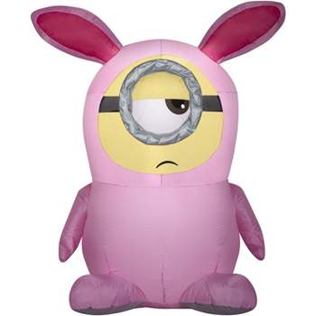 Gemmy Airblown Inflatable Stuart in Pink Bunny Suit, 3.5 ft Tall,