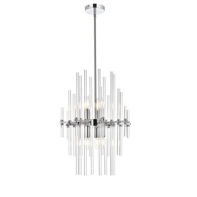 Elegant Lighting Sienna 17 inch crystal rod pendant in chrome
