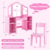 Tangkula Kids Vanity 2 in 1 Princess Makeup Desk & Chair Set Safe Tri-fold Mirror - image 3 of 4