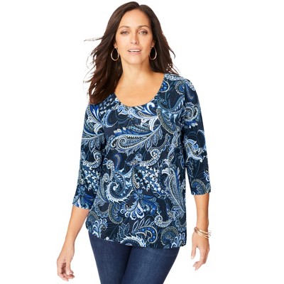 Jessica London Women's Plus Size Stretch Cotton Scoop Neck Tee