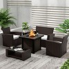 WestinTrends 4 Piece Conversation Outdoor Patio Sofa Set with Square Fire Pit Table - 2 of 4
