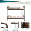 Metal Twin-over-Twin Bunk Bed, Heavy-Duty Industrial Frame with Safety Guardrails & Ladder, Convertible into Two Twin Beds, Brown - 3 of 4
