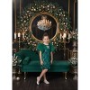2Bunnies Girls' Christmas Holiday Party Fur Puff Sleeve Velvet Sequin Dress - 3 of 4