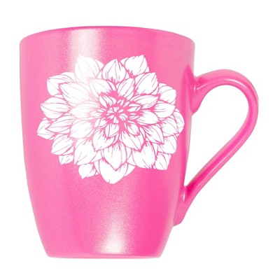 Elanze Designs Botanical Floral Nature Coffee Cup Mug 10 Ounce Ceramic With Shimmery Metallic Finish Elegant Minimalist Dahlia Flower Silhouette