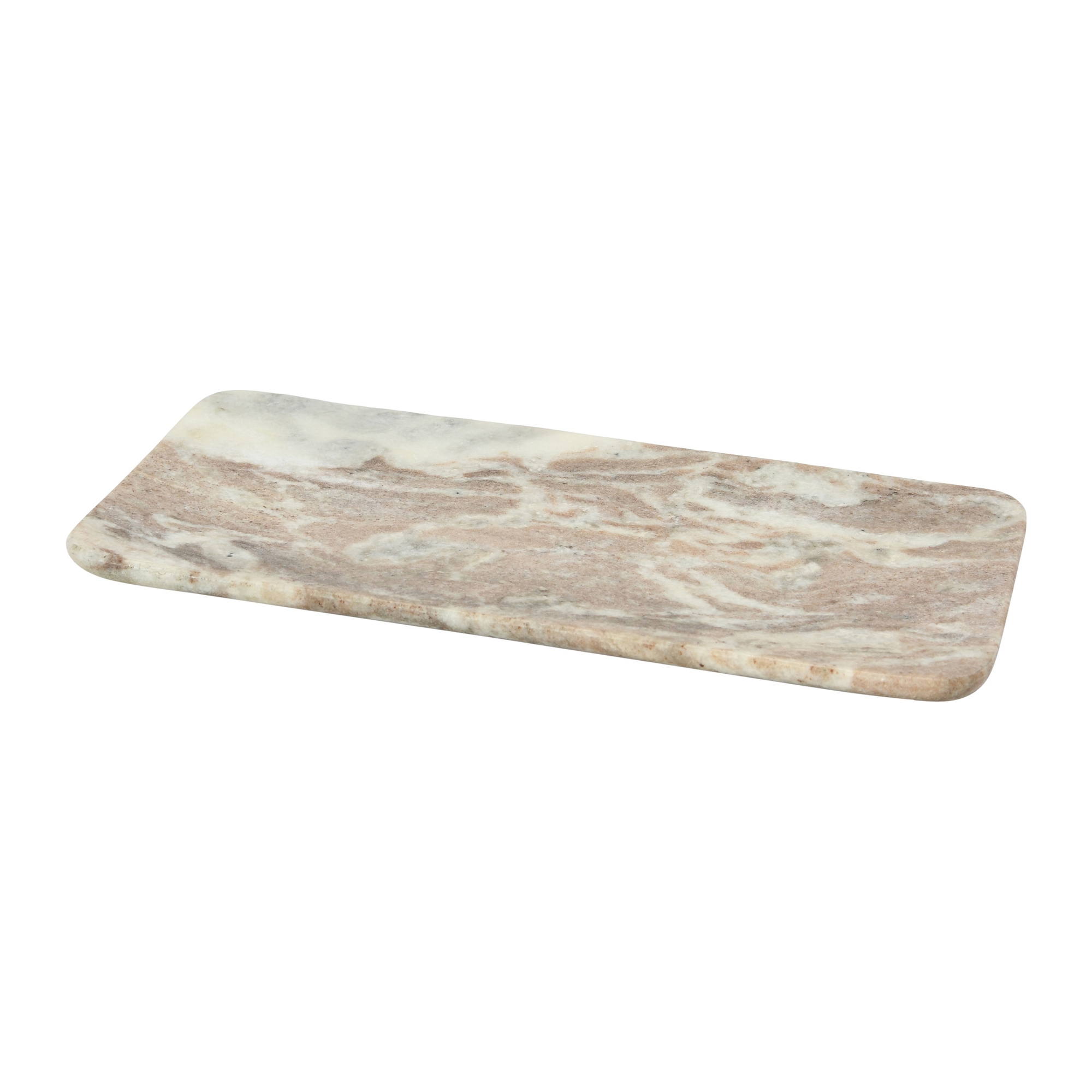 Storied Home Marble Food Serving Tray, Beige and White